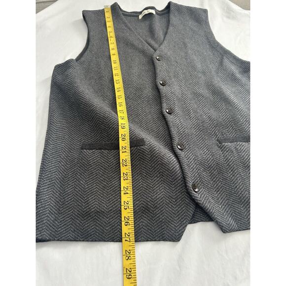 Woolovers Organic Cotton Cashmere Blend Button Chevron Vest Mens Size XL Gray - Picture 7 of 7